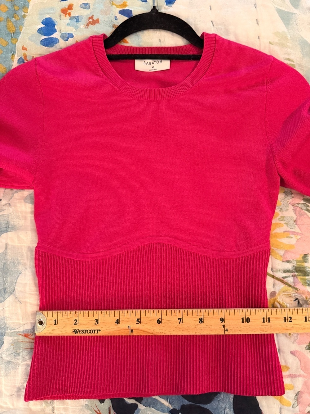 ARITZIA BABATON XS Sculpt Knit Empire Longsleeve Sweater Top Hot Pink - Picture 10 of 10